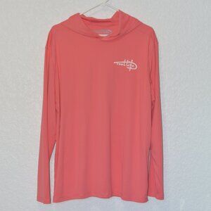 Womens Reellife Gear Pink Long Sleeve Sun Shirt with Hood Size L -100% polyester
